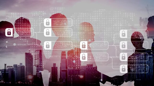 Blockchain structure showing distributed data blocks linked with encryption, representing secure transaction verification, decentralized control, and immutable record system Marrow