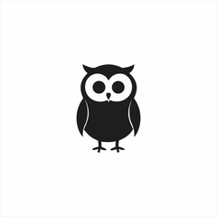 Fototapeta premium Owl Character Minimalist Monochrome Silhouette for Logo Design