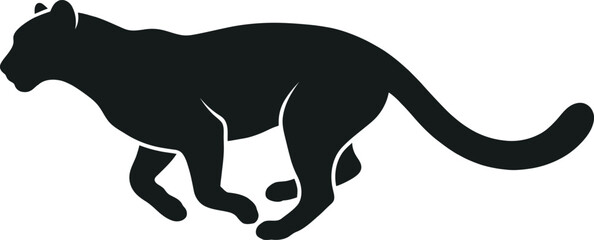 Running cheetah silhouette icon with big cat animal print black and white © HEPPY