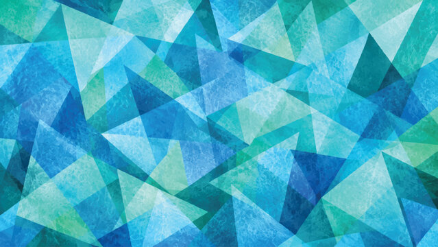 blue and green background with triangle layers in abstract geometric pattern