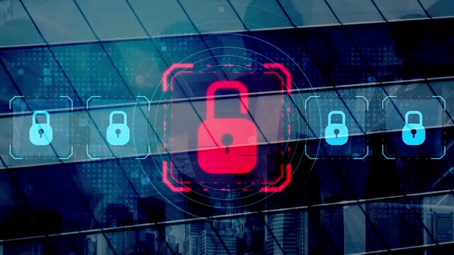 Digital security concept illustrating a cybersecurity breach, with a red unlocked padlock indicating data exposure among secure systems, emphasizing system vulnerability and risk Marrow