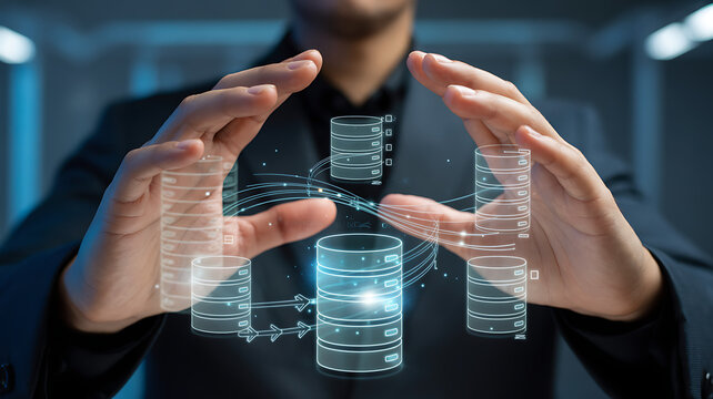 Data engineering. Development of data architecture and data pipelines. Programming and source code. Engineer designing data warehouse on laptop computer. 