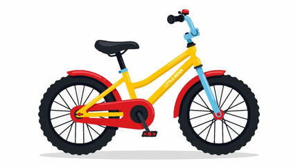 Fototapeta premium Colorful children's bicycle with yellow frame and red fenders