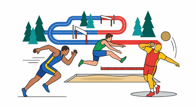 Athletes performing sports activities outdoors