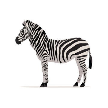 Modern flat 2D vector illustration of a Zebra, minimal design style on a white background.