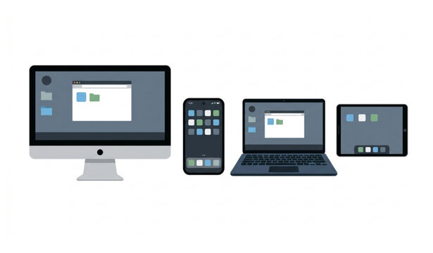 Computer smartphone laptop and tablet flat vector illustration isolated technology device set