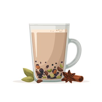 Modern flat 2D vector illustration of a Chai Tea, minimal design style on a white background.
