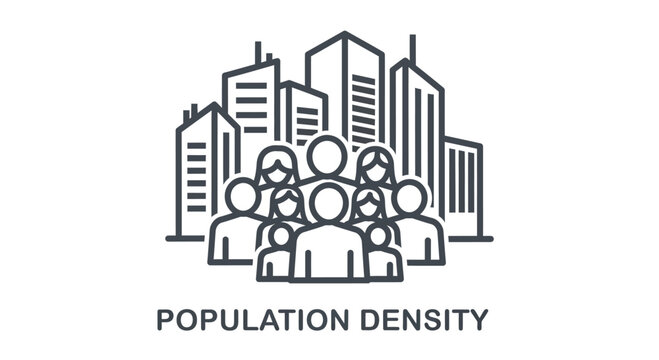 Minimalist line art icon representing urban population density and city crowd.