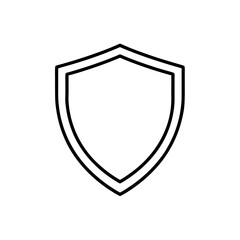 Obraz premium Shield icon, protection symbol, security logo, safety sign, black outline