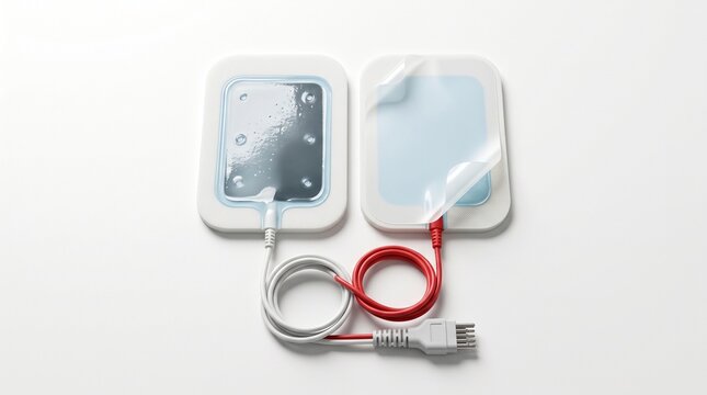 Pair of defibrillator pads with cardiac arrest save life medical device