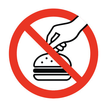 A prohibition sign indicating that food should not be touched with bare hands.
