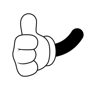 Groovy hand in glove showing thumb up in 3d outline style vector illustration