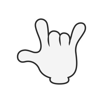 Cartoon fingers gesture the Rock, cartoon rock hand. Glove hand making rock and roll gesture.