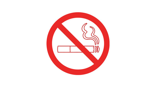 No smoking sign with red circle and cigarette icon