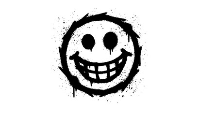 Spray painted graffiti smiling face emoticon vector illustration street art smile icon © MdShafikul