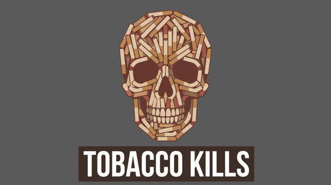 Skull Made of Cigarettes Representing Tobacco Mortality Warning