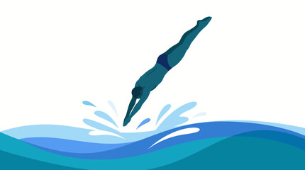Obraz premium Diver Jumping into Water Splash