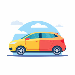 Fototapeta premium Flat illustration of a two-tone car