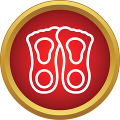White flippers icon inside a vibrant red circle with a golden border © ylivdesign