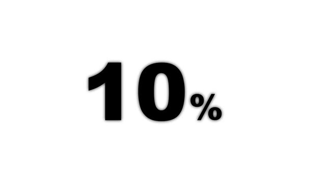 abstract 10 percent animation on white background.70 percentage discount animated 4k video.