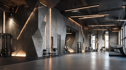 Modern gym interior with equipment and space for workouts located indoors at a fitness center during daylight hours