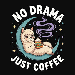 Llama with coffee cup sitting on moon. © MuhArif