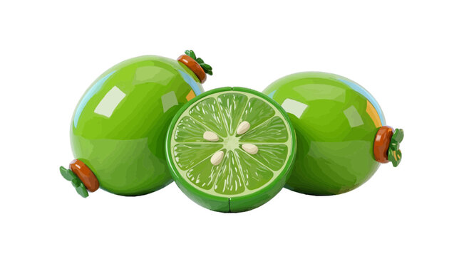 Vector illustration of fresh feijoa fruits on a transparent background