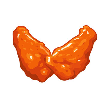 Flat 2D minimalist illustration of a Buffalo Wings, modern vector design with white background.