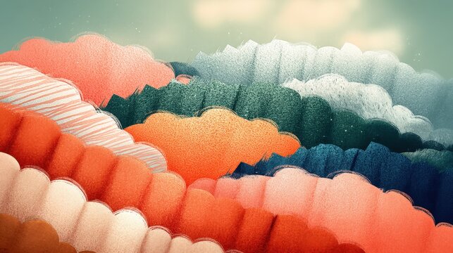 Artificial Neural System Colorful layered fabric textures in a vibrant array of shades and patterns for creative design AI intellectual growth visualization ethical artificial neural system concept