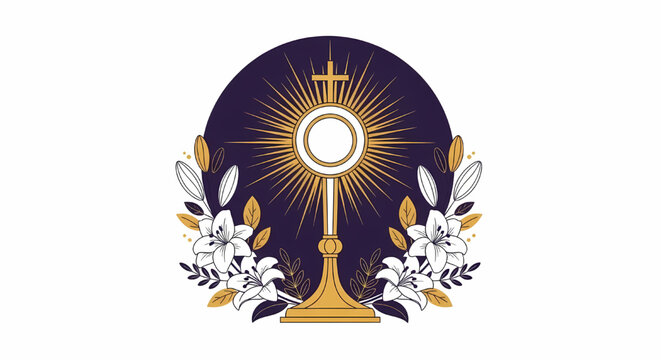Christian monstrance with floral ornamentation illustration