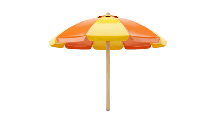 Obraz premium Vector illustration of beach umbrella with orange and yellow stripes on a transparent background