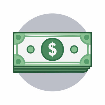 Stack of US Dollar Bills with Dollar Sign