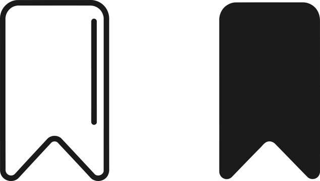 Bookmark icon outline and filled shapes on white background representing saving content for later