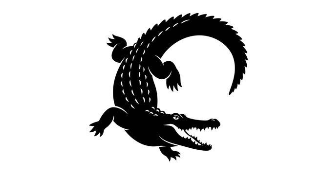 Alligator silhouette. Crocodile black vector illustration.