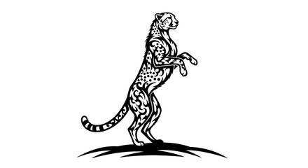 Obraz premium Elegant Cheetah Standing Art. Wildcat Illustration Icon.