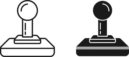 Retro joystick icon with outline and solid fill on white background for gaming and retro tech concepts © ABULSTOCK