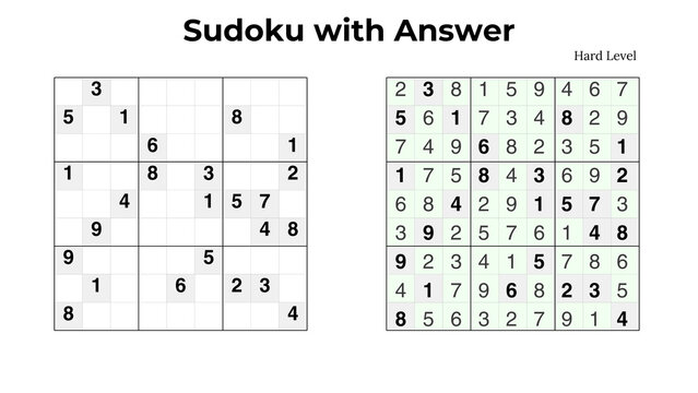 Sudoku Printable Puzzle with Answer Sheet Brain Logic Activity