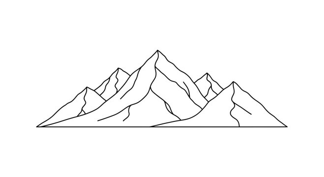 Minimalist Mountain Range Outline Vector Graphic