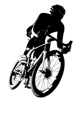 Obraz premium Professional cyclist vector riding road bike at sunset