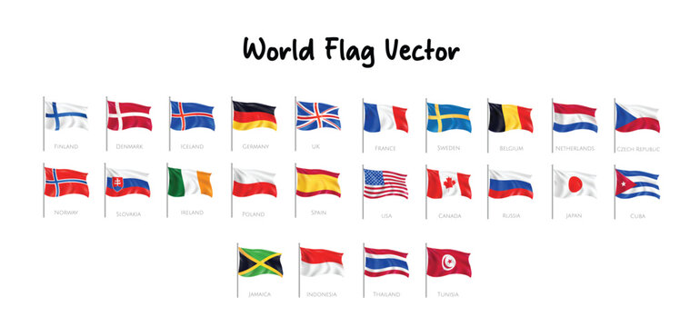 Collection of National Flags from Around the World, Diverse Country Symbols Representing Global Diversity