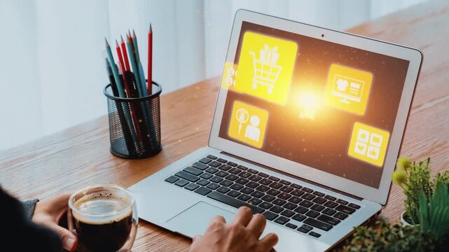 Concept of social media shopping transforms e-commerce. This platform offers seamless shopping experiences, enhancing social media interaction for online business growth. Gist