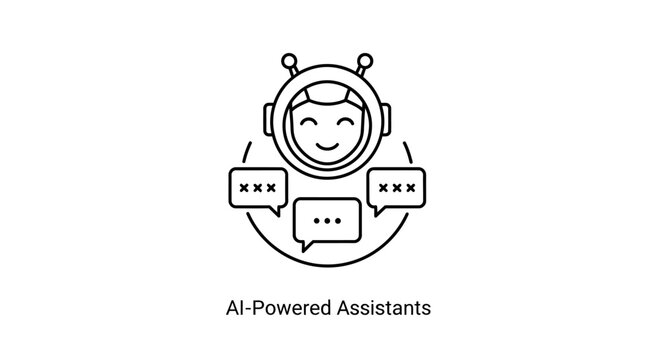 AI Powered Assistant Chatbot Line Icon Illustration.