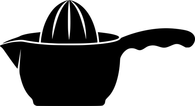 Black and white silhouette of a manual citrus juicer isolated on white background
