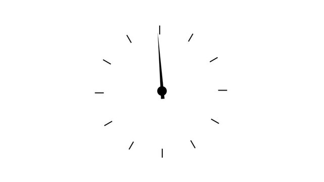 Minimalist analog clock face with moving hands on white background, for time management, concepts watch