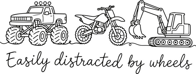 Easily distracted by wheel SVG, Monster Truck SVG, Monster Truck quote SVG, Toddler Truck SVG © Samuel
