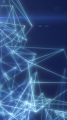Obraz premium Futuristic blue polygon network with glowing connection lines, digital structure, and abstract technology background.