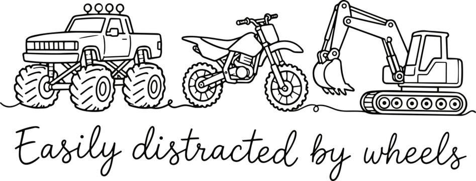 Easily distracted by wheel SVG, Monster Truck SVG, Monster Truck quote SVG, Toddler Truck SVG