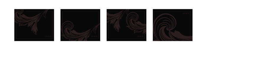 Set of four vector pre-made cards or posters in modern abstract style with nature motifs, flowers,leaves Editable vector design, frame for social media post and story, card, cover, wedding invitation © esha