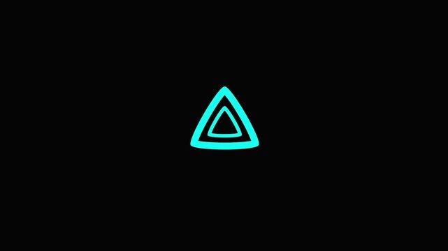 Cyan neon triangle tunnel animation abstract geometric motion background
