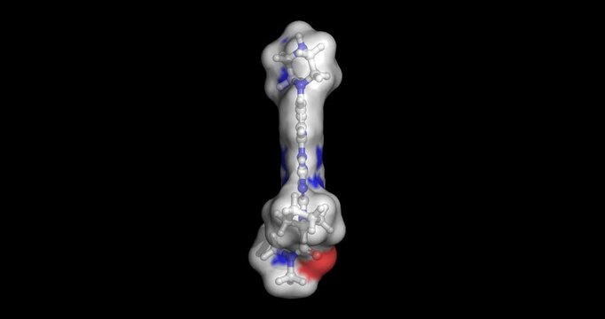 Ribociclib, breast cancer drug / CDK inhibitor, 3D molecule spinning, 4K